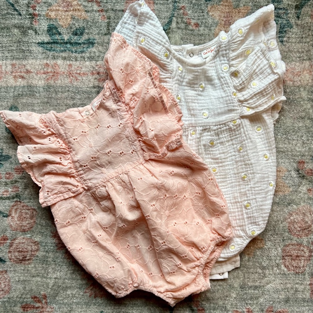 Cat & Jack Pink and White Eyelet Bubbles